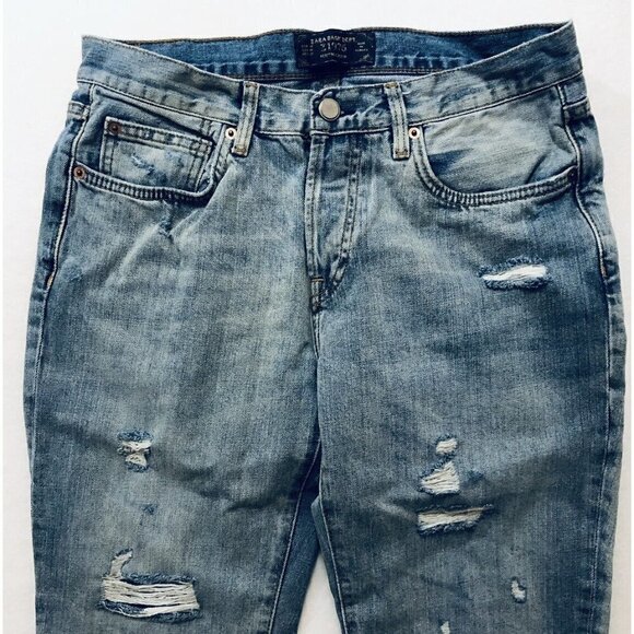 Zara Basic Dept. Z1975 Heritage Denim Womens Size 6 Distressed Jeans - Picture 2 of 7
